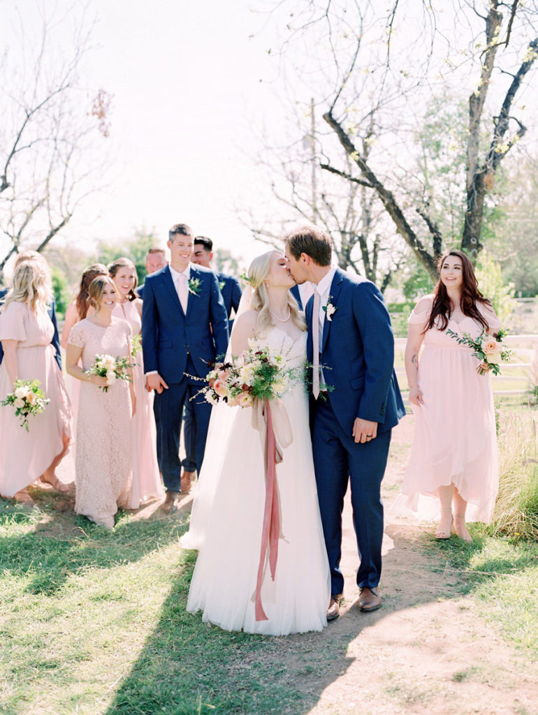 Navy Suits, Cute Wedding Party Photos, Bridal Party, Outdoor Wedding, Spring Brunch Wedding at The Farm at South Mountain, Fine Art Wedding Inspiration, Spring Wedding Inspiration, Brunch Wedding, Ball Photo Co, Fine Art Wedding, Film Wedding Photography, Fine Art Film, The Farm at South Mountain, Phoenix Wedding Venues, Blush Ivory Green Wedding Palette, Morning Wedding, Phoenix Wedding Photographer, Arizona Wedding Photographer
