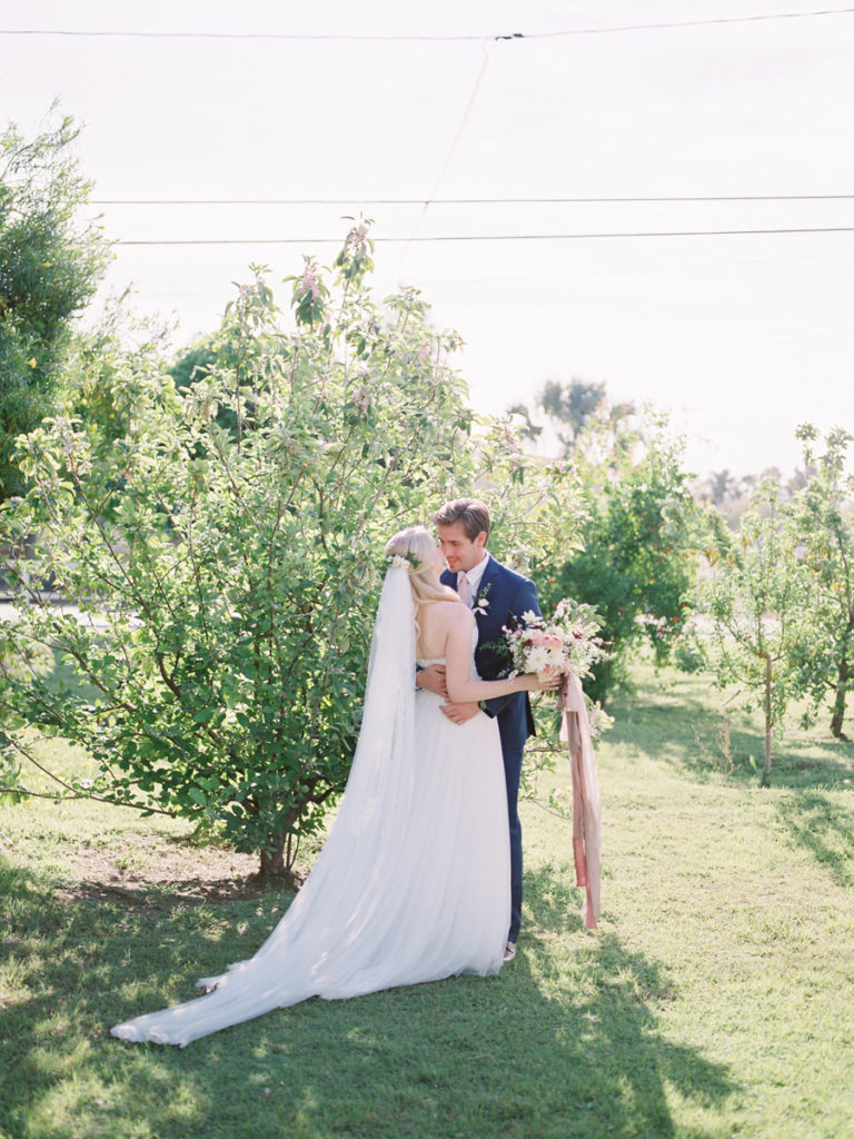 First Look, Cathedral Veil, Navy Blue Suit, Fine Art Bride, Sunny Wedding Photos, Spring Brunch Wedding at The Farm at South Mountain, Fine Art Wedding Inspiration, Spring Wedding Inspiration, Brunch Wedding, Ball Photo Co, Fine Art Wedding, Film Wedding Photography, Fine Art Film, The Farm at South Mountain, Phoenix Wedding Venues, Blush Ivory Green Wedding Palette, Morning Wedding, Phoenix Wedding Photographer, Arizona Wedding Photographer