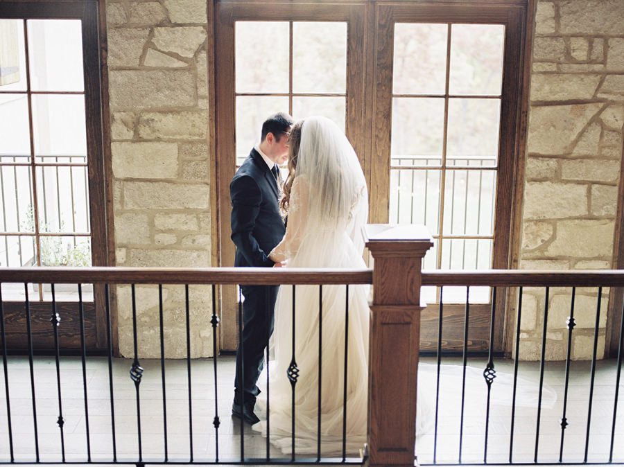 First look, romantic first look ideas, first look on stairs, Rainy Wedding Day, Silver Oaks Chateau Wedding, St Louis Wedding Photographer, Missouri Wedding Photographer, Film Wedding Photography, Fine Art Wedding, Destination Wedding Photographer, Ball Photo Co, Fall Wedding Inspiration, Castle Wedding Venue, Midwest Wedding, Old World Wedding Inspiration, Pentax 645N, Portra 800, Organic Berry Wedding, Berry tone color palette, Burgundy Forest Green Wedding