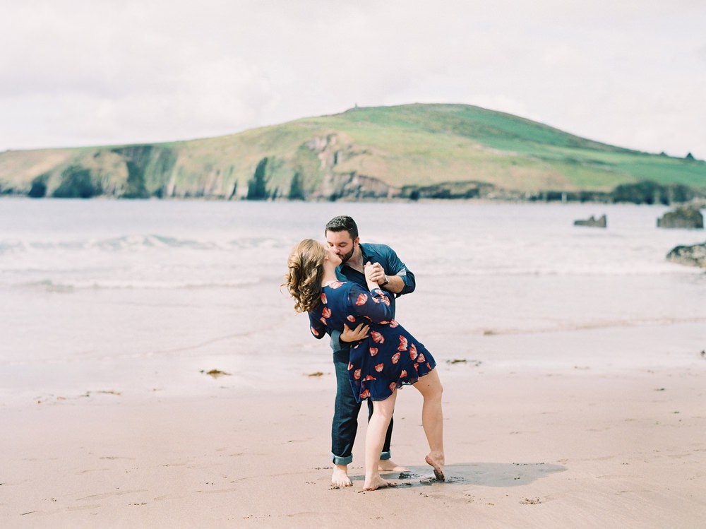 Beach Engagement Session, Dancing on the beach, Dingle Ireland Engagement Session, Dingle Peninsula, County Kerry, Kerry Ireland Engagement Session, Spring Ireland Destination Engagement Session, Ireland Wedding Photographer, Destination Wedding Photographer, Fine Art Film Wedding Photographer, Film Wedding Photography, Film Engagement Session